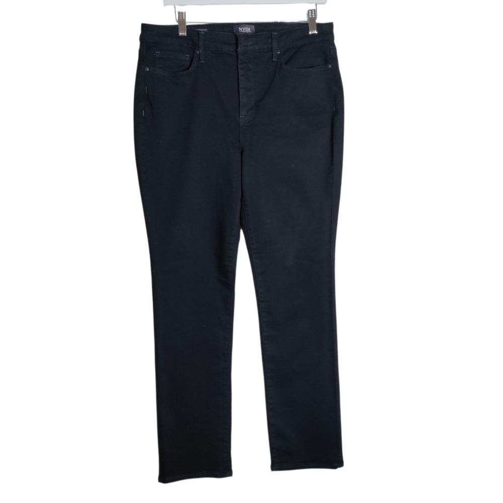 NYDJ Sheri Slim Black Jeans Womens 12 Lift Tuck High Rise Stretch Denim Pants